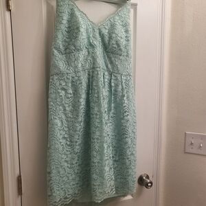 David's Bridal Lace Midi Dress in Soft Blue